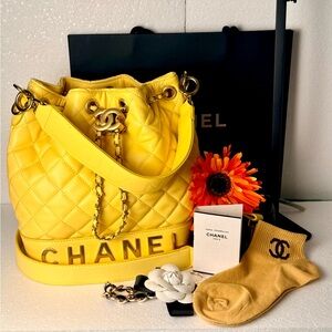 Yellow Quilted Shoulder/Crossbody Bag
